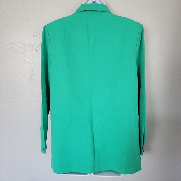 Pykettes Vintage Women's 12 Green Blazer Spring Summer Preppy Girly Glam Button - Picture 5 of 7